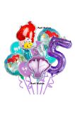 Küçük Deniz Kızı Ariel 5 Yaş Balon Seti Little Mermaid Balloon Set Ariel Doğum Günü Balon Seti