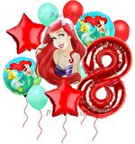 Disney Prensesi Deniz Kızı Prenses Ariel Konsept 8 Yaş Doğum Günü Balon Set Aquaman Ariel Balon Set