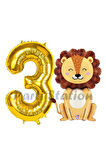 Aslan Balon 6 Yaş Balon Set Safari Konsept Aslan Balon ve Gold Renk Rakam Balon
