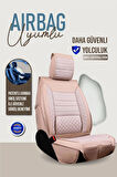Dacia Duster 2010-2013 Uyumlu Lüx Deri Oto Koltuk Kılıfı Ön Arka Takım Saturn BEJ