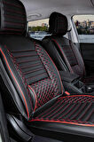 Hyundai İ30 Uyumlu Lüx Deri Oto Koltuk Kılıfı Ön Arka Takım Saturn SİYAH KIRMIZI