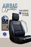 Seat Cordoba Uyumlu Lüx Deri Oto Koltuk Kılıfı Ön Arka Takım Saturn SİYAH MAVİ