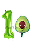 Avokado Balon 5 Yaş Doğum Günü Balon Set Avokado Konsept ve Yeşil Renk Rakam Balon