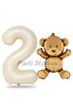 Sevimli Ayıcık Balon 4 Yaş Balon Set Woodland Konsept Ayı Balon ve Gold Renk Rakam Balon