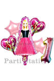 Barbie 9 Yaş Balon Set Barbie Konsept Doğum Günü Folyo Balon Set