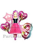 Barbie 9 Yaş Balon Set Barbie Konsept Doğum Günü Folyo Balon Set
