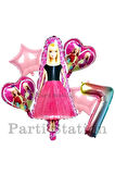 Barbie 9 Yaş Balon Set Barbie Konsept Doğum Günü Folyo Balon Set