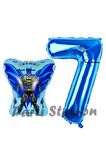 Batman Konsept 7 Yaş Balon Set Batman Yarasa ve Lacivert Rakam Balon Doğum Günü Balon Set