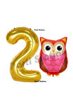 Woodland Baykuş Konsept 9 Yaş Balon Set Sevimli Baykuş Owl ve Gold Rakam Balon Doğum Günü Balon Set