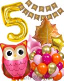 Orman Woodland Baykuş Konsept Doğum Günü 5 Yaş Balon Set Baykuş Tema Folyo Balon Set