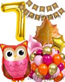Orman Woodland Baykuş Konsept Doğum Günü 7 Yaş Balon Set Baykuş Tema Folyo Balon Set