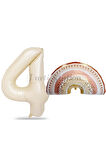 Bohem Gökkuşağı 7 Yaş Balon Set Boho Rainbow Konsept Balon ve Krem Rakam Balon