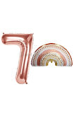 Bohem Gökkuşağı 5 Yaş Balon Set Boho Rainbow Konsept Balon ve Rosegold Rakam Balon