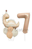 Retro Dinozor 4 Yaş Balon Set Bohem Renkler Dinozor Konsept Doğum Günü Balon Retro Balon Set