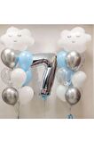 Gökyüzü Bulut 7 Yaş Balon Set Yıldız Balon Folyo Set Konsept Doğum Günü Set Yaş Balon Set