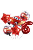 Cars Arabalar Şimşek Mcqueen Yarış Arabası Konsept 6 Yaş Balon Set Cars Arabalar Doğum Günü Set