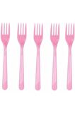 Plastik Çatal 10 Adet Pembe Renk