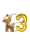 Woodland Geyik Balon 5 Yaş Balon Set Sevimli Ceylan Balon ve Gold Rakam Balon Doğum Günü Seti