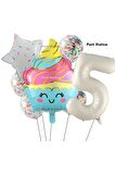 Dondurma Cupcake Konsept 5 Yaş Doğum Günü Balon Set İce Cream Cupcake Şef Tema Doğum Günü Balon Set