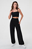 Kadın Siyah Yüksek Bel Palazzo Pantolon