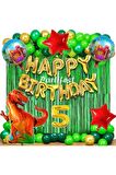 Dinazor 5 Yaş Balon Seti Dinosaur Konsept Helyum Balon Set Şimşek Dinazor Doğum Günü Set
