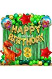Dinazor 8 Yaş Balon Seti Dinosaur Konsept Helyum Balon Set Şimşek Dinazor Doğum Günü Set