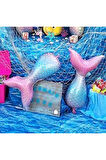 Mor Deniz Kızı Konsept 1 Yaş Balon Set Deniz Kızı Mermaid Tema Doğum Günü Folyo Balon Set