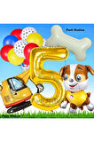 Paw Patrol Rubble Dozer Araçlı Köpek Konsept 3 Yaş Doğum Günü Parti Balon Set Paw Patrol Kemik Balon