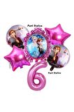Karlar Ülkesi Frozen Elsa 6 Yaş Doğum Günü Konsept Balon Set Frozen Elsa Pembe Renk Doğum Günü Seti