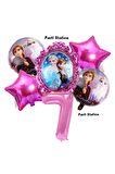 Karlar Ülkesi Frozen Elsa 7 Yaş Doğum Günü Konsept Balon Set Frozen Elsa Pembe Renk Doğum Günü Seti