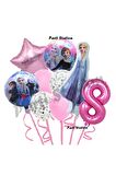 Karlar Ülkesi Frozen Elsa 8 Yaş Pembe Renk Doğum Günü Konsept Balon Set Frozen Elsa Doğum Günü Seti