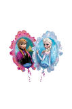 Frozen Karlar Ülkesi Elsa Anna Portre Folyo Balon 1 Adet 85 cm Çift Yönlü Frozen Elsa Anna Balon