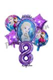 Frozen Karlar Ülkesi Elsa Konsept Doğum Günü Balon Set 8 Yaş Elsa Karlar Ülkesi Mor Balon Set