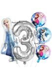 Frozen Balon 1 Yaş Doğum Günü Set Frozen Elsa Karlar Ülkesi Konsept Balon ve Gümüş Rakam Balon