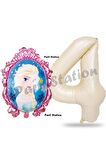 Frozen Balon 4 Yaş Doğum Günü Set Karlar Ülkesi Konsept Balon ve Krem Rakam Balon Doğum Günü Set