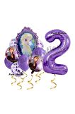 Frozen Balon 1 Yaş Doğum Günü Set Frozen Elsa Karlar Ülkesi Konsept Balon ve Mor Rakam Balon