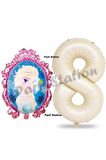 Frozen Balon 8 Yaş Doğum Günü Set Karlar Ülkesi Konsept Balon ve Krem Rakam Balon Doğum Günü Set