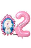 Frozen Balon 2 Yaş Doğum Günü Set Karlar Ülkesi Konsept Balon ve Pembe Rakam Balon Doğum Günü Set