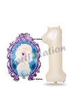 Frozen Balon 1 Yaş Doğum Günü Set Frozen Elsa Konsept Balon ve Krem Rakam Balon Doğum Günü Set