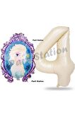 Frozen Balon 4 Yaş Doğum Günü Set Frozen Elsa Konsept Balon ve Krem Rakam Balon Doğum Günü Set