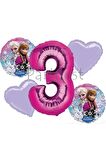 Frozen Balon Set Karlar Ülkesi Folyo Balon Set Konsept Doğum Günü Set 3 Yaş Balon