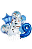 Frozen Elsa Olaf 9 Yaş Balon Set Karlar Ülkesi Elsa Olaf Konsept Doğum Günü Folyo Balon Set