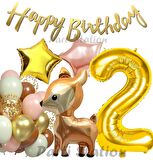 Woodland Geyik 2 Yaş Folyo Balon Set Ceylan Geyik Doğum Günü Parti Balon Set Geyik Konsept Balon Set