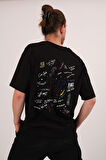 Oversize Cool Dude Baskılı Siyah Tshirt