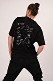 Oversize Cool Dude Baskılı Siyah Tshirt