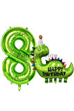 Dinozor Balon 7 Yaş Balon Set Dinozor Konsept Balon ve Yeşil Renk Rakam Balon