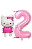 Hello Kitty 9 Yaş Balon ve Pembe Rakam Balon Doğum Günü Parti Set Hello Kitty Kedi Balon