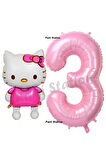 Hello Kitty 9 Yaş Balon ve Pembe Rakam Balon Doğum Günü Parti Set Hello Kitty Kedi Balon