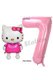 Hello Kitty 9 Yaş Balon ve Pembe Rakam Balon Doğum Günü Parti Set Hello Kitty Kedi Balon