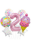 İce Cream Dondurma 1 Yaş Balon Set Şeker Dondurma Candy Balon İce Cream Konsept Doğum Günü Balon Set